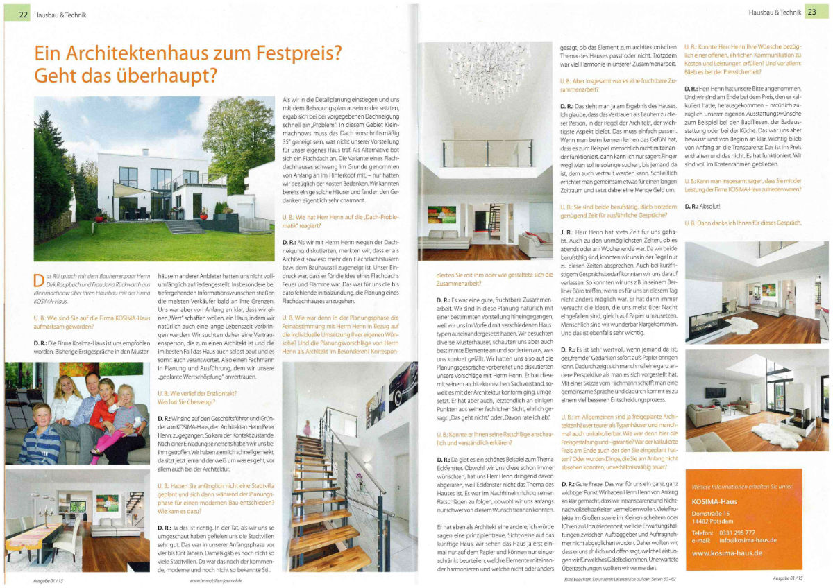 Bauherreninterview Regionales Immobilienjournal 01 2015